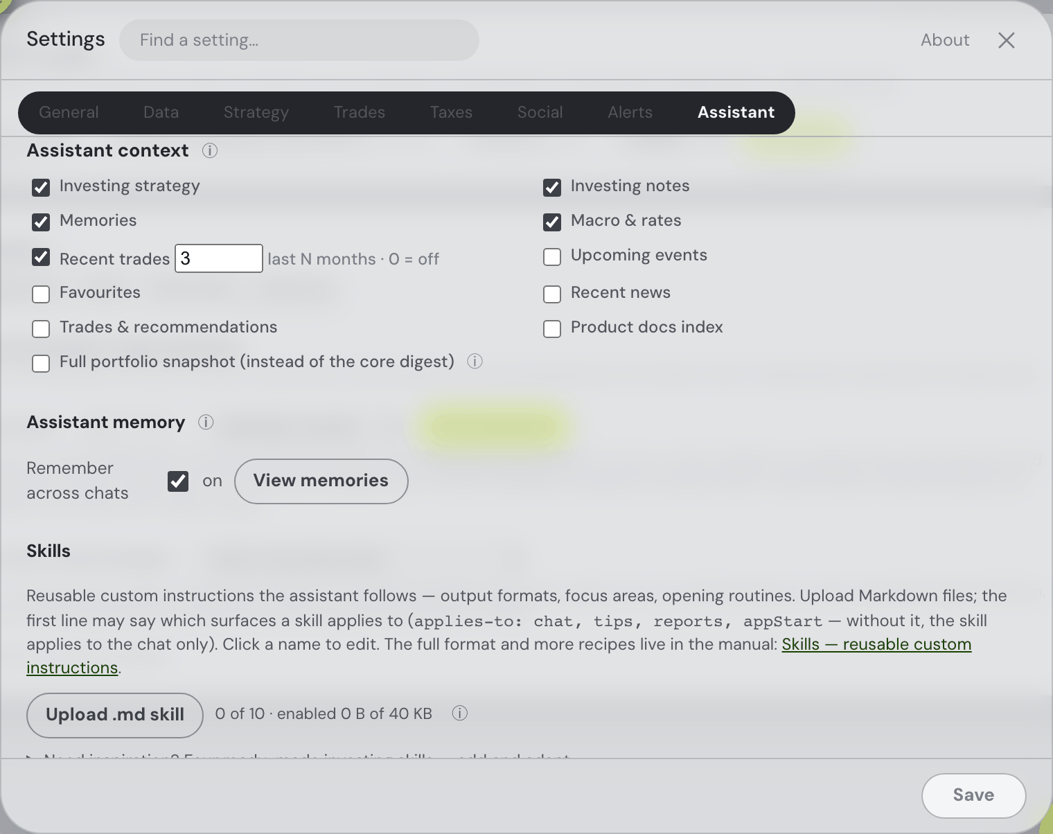 Current per-section context controls