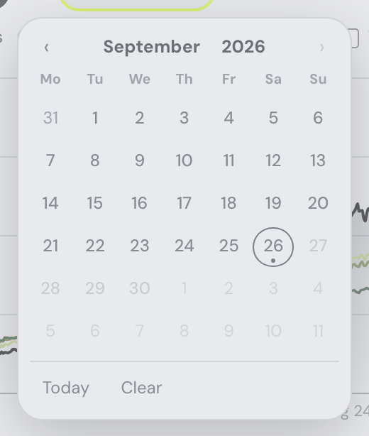 In-app calendar