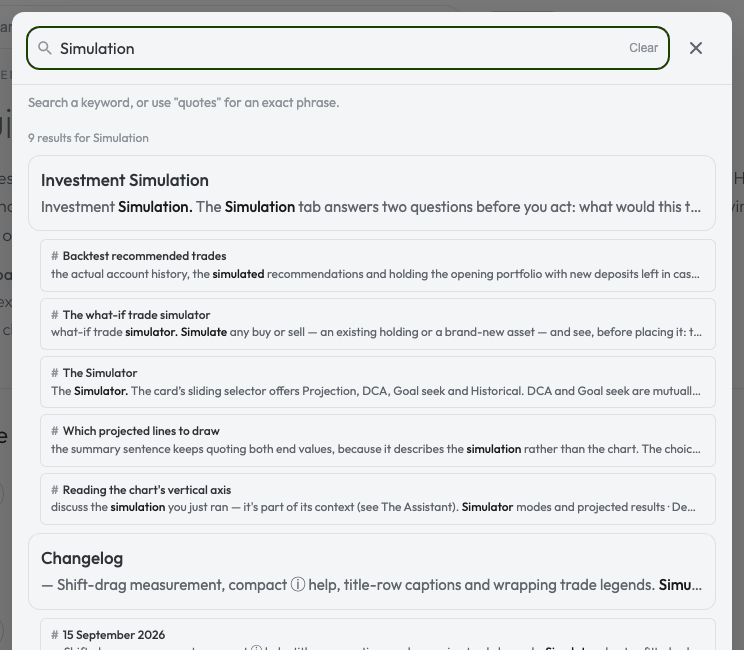 Documentation search