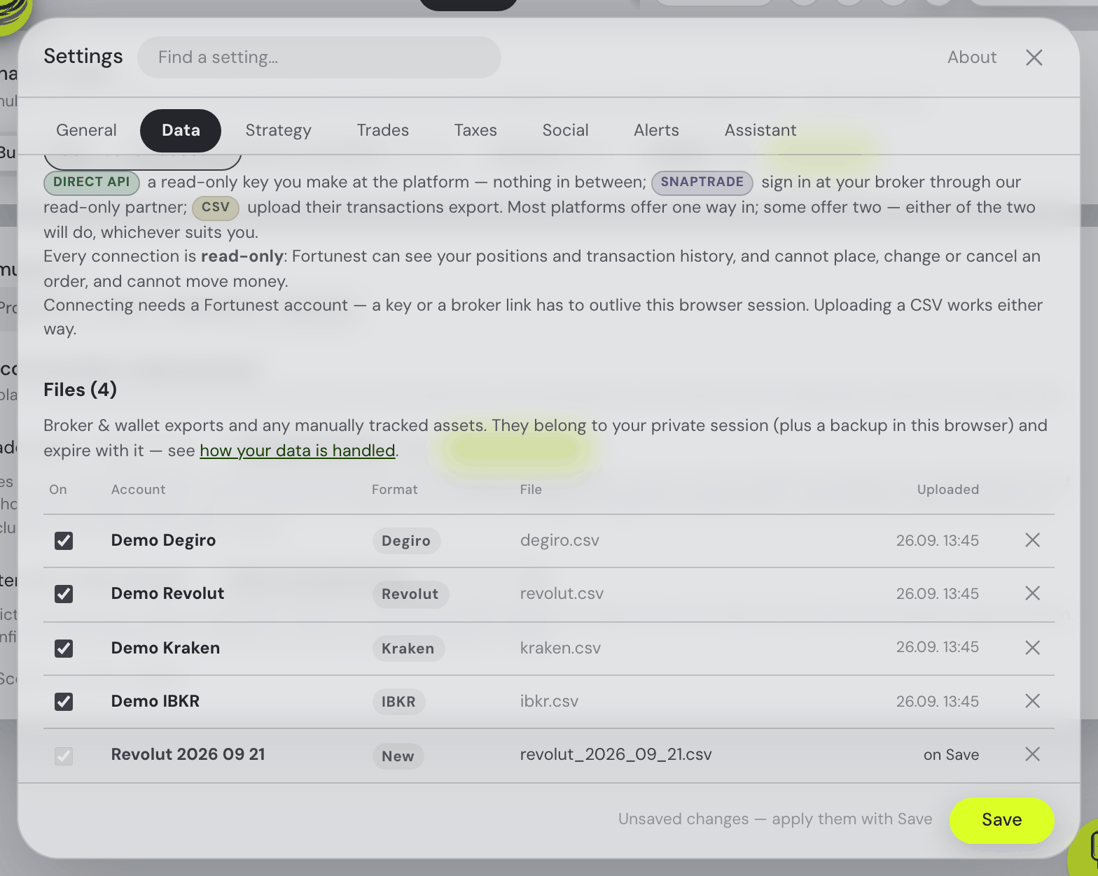 Files staged before Save