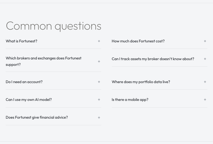 Expandable homepage answers