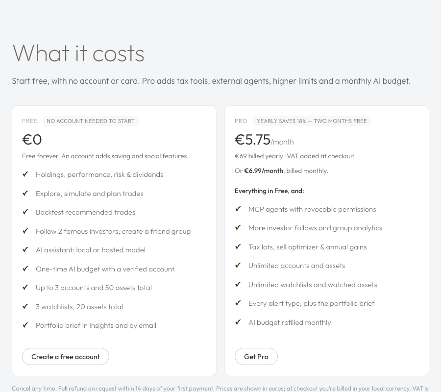 Free and Pro comparison